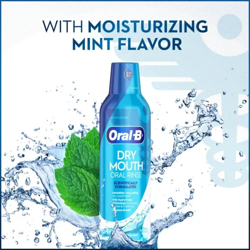 Vista 9 de Oral-B Enjuague bucal con enjuague bucal Dry Mouth Hydrizing Mint, 16 Fl Oz