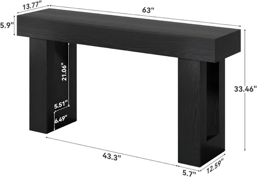Vista 3 de Little Tree - Mesas consola de 63 pulgadas de largo para entrada, mesa de sofá grande detrás del sofá, mesa de entrada de madera para vestíbulo