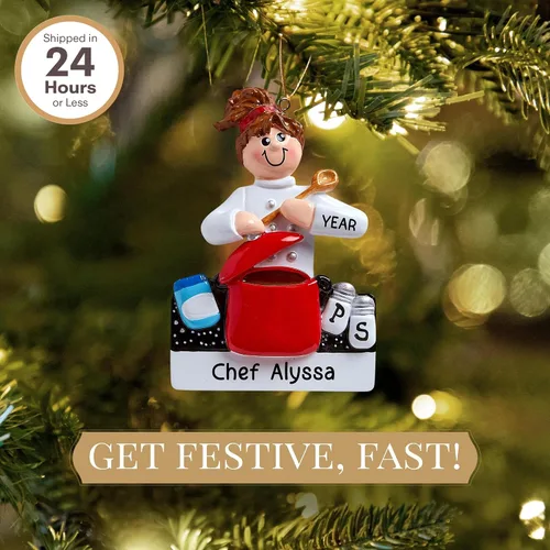 Vista 2 de Adorno de cocina personalizado 2026 Personalizado 24h, adornos de Navidad grabados con láser para árbol Regalo de recuerdo personalizado