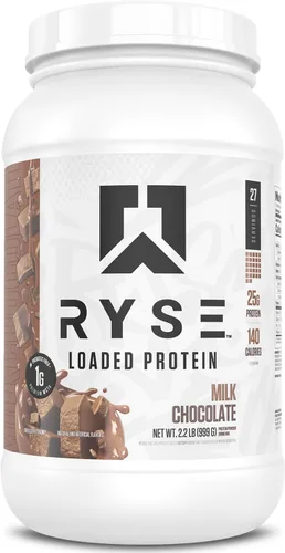 Vista 30 de RYSE Proteína en Polvo Cargada - Jet-Puffed Pastel de Cumpleaños - 25g Aislado y Concentrado de Proteína de Suero con Fibra Prebiótica y MCTs - Bajo