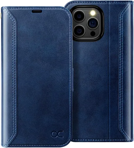Vista 17 de OCASE Funda tipo cartera compatible con iPhone 15 Pro, de piel sintética, con tarjetero, bloqueo RFID, soporte para teléfono
