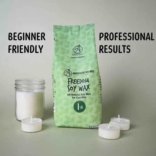 Vista 2 de American Soy Organics - Cuentas de cera de soja Freedom de 1 libra para hacer velas - Cuentas de cera para microondas - Suministros prémium