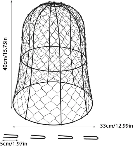 Vista 2 de Paquete de 5 Cloches de alambre de pollo para jardín, 12.99 pulgadas de profundidad x 15.75 pulgadas de alto, protectores y cubiertas de plantas