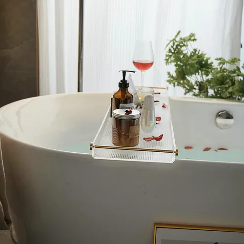 Vista 6 de NEWRAIN - Bandeja de bañera acrílica, mesa de baño de lujo, regalos únicos de inauguración de la casa, regalo de aniversario y boda para parejas