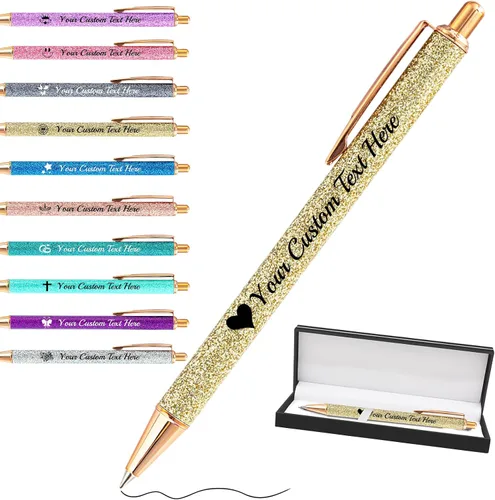 Vista 37 de Bolígrafos personalizados con purpurina con nombre a granel, 10 unidades, bolígrafos personalizados con punta de lápiz digital para mujeres y niñas