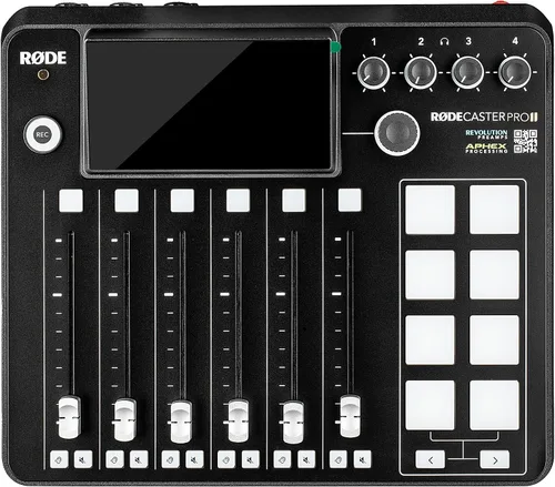 Vista 2 de RODE RODECaster Pro II + 2 auriculares + 2 micrófonos para podcast + tarjeta de memoria micro SD de 64 GB + soporte de brazo de micrófono + XLR