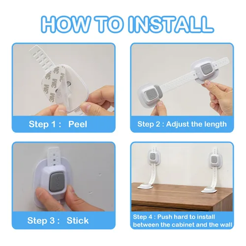 Vista 5 de YEYA - Anclajes de pared para muebles sin taladro, anti punta Ajustable, a prueba de bebés, mejorado 2P