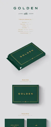 Vista 2 de BTS Jungkook Golden 1st Solo Álbum Weverse Álbumes Versión Libro Case+56p PhotoBook+1p QR Card+1ea Guía del Usuario+1p Postal+1p