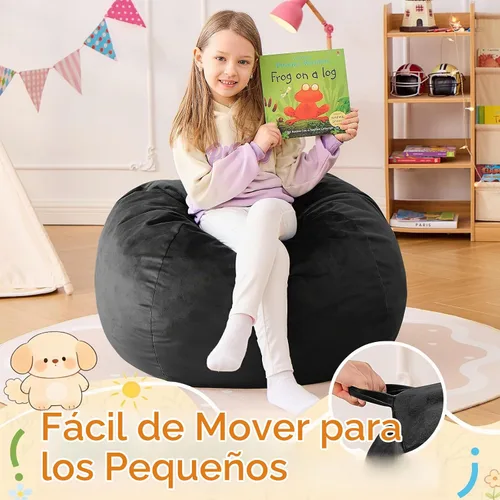 Vista 5 de Puf para niños – Silla redonda de espuma viscoelástica de 2.5 pies – Sofá puff para niños y adolescentes con funda de microfibra suave – Sofá