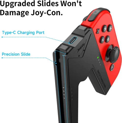 Vista 6 de Switch Joy-Con - Agarre de carga compatible con Nintendo Switch y modelo OLED, cargador de controlador Joy-Con con interruptor en forma de V