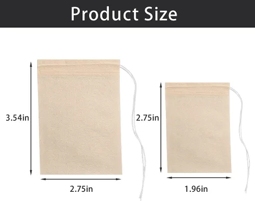 Vista 3 de 200 bolsas de té de hojas sueltas, bolsas de filtro de té desechables con cordón Bolsas de té sin blanquear para té y café sueltos