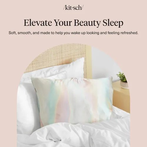 Vista 10 de Kitsch Funda de almohada de satén con cremallera, tamaño estándar, Aura