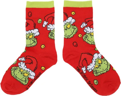 Vista 3 de Bioworld The Grinch & Max Kids - Calcetines de 3 pares, Multi colorido