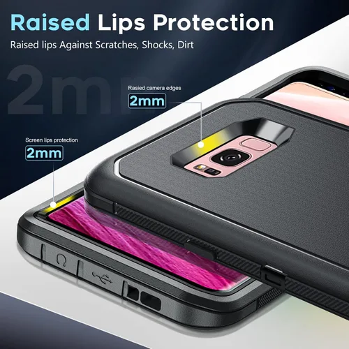 Vista 4 de LeYi Funda compatible con Galaxy S8: no compatible con S8 Plus: cubierta exterior de goma 3 en 1 de cuerpo completo a prueba de golpes, resistente