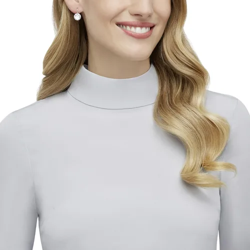 Vista 4 de Swarovski Bella Aretes pequeños de cristal enchapados en rodio