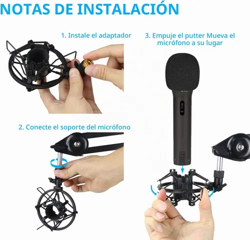 Vista 7 de SUNMON Q2U USB/XLR Soporte de montaje de micrófono para reducir la vibración y el ruido, adecuado para Samson Q2U USB/XLR Dynamic Mic Montaje