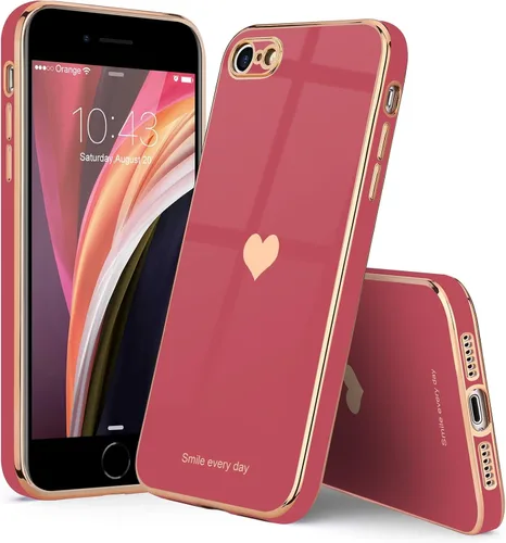 Vista 7 de Teageo Funda para iPhone SE 2020/2022, funda para iPhone 7/8, rubor Bright Blush