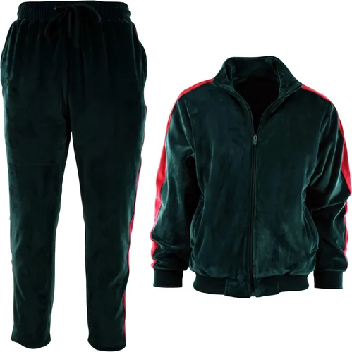 Vista 2 de Conjunto de terciopelo para hombre con bolsillos con cremallera y forro de terciopelo