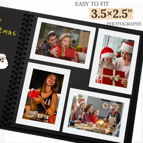 Vista 4 de Álbum de recortes de 7 x 7 pulgadas, álbum de recortes DIY de tapa dura de papel kraft, álbumes de fotos, 40 páginas, perfecto para fotos de 4 x 6