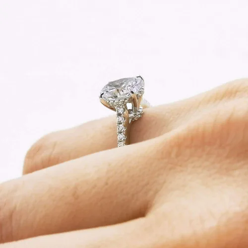 Vista 5 de Bo.Dream Anillo de compromiso de circonita cúbica de corte ovalado de 1,5 ct2 quilates, plata esterlina chapada en rodio