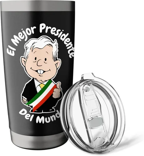 Vista 5 de AMLO El Mejor Presidente del Mundo Amlito - Vaso aislado de acero inoxidable mexicano