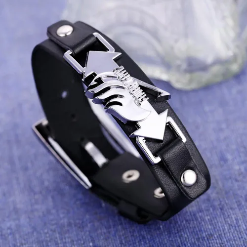 Vista 2 de CG - Pulsera de piel con cola de hada, color negro, talla única
