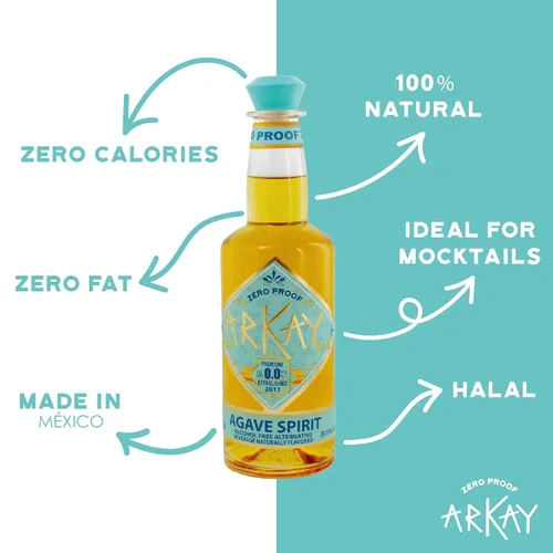 Vista 4 de ARKAY Licor de Agave Zero Proof Alternativa premium sin alcohol 33.3 fl oz (1L) Cero calorías y azúcar