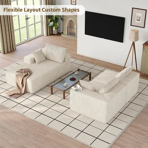 Vista 9 de Yanosaku Sofá modular en forma de L de 107 pulgadas, sofá modular Cloud con diván, tapizado, sin montaje, asiento profundo, cojines suaves