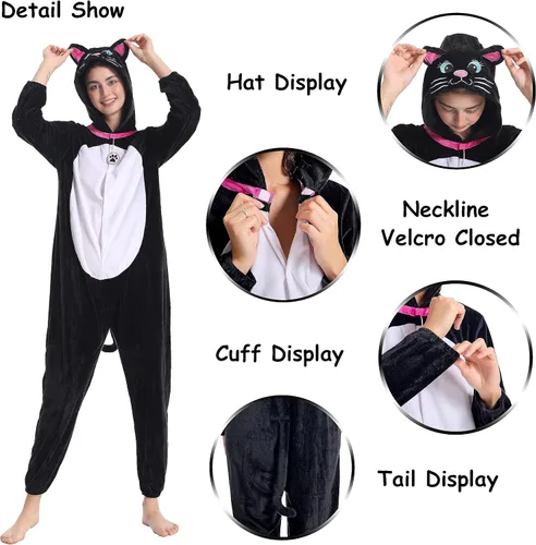 Vista 2 de Unisex Animals Costume AdultPlush Hooded Animals Onesie Homewear AdultsHalloween Christmas Jumpsuit Women & Men