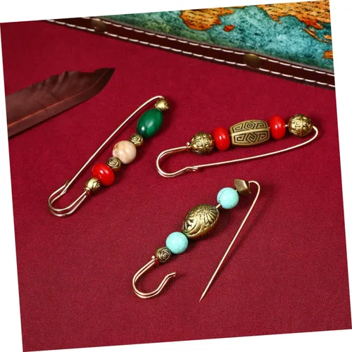 Vista 7 de ABOOFAN Conjunto de broche de perlas, suéter, chal, cintura, pantalones, extensor, suéter de seguridad, chal, broche vintage para mujer, ropa