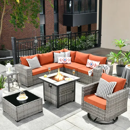 Vista 17 de HOOOWOOO Outdoor Patio Sectional Furniture Sofa Set with Widened Armrest,6 Piece Small Modern Wicker Couch,Modular L Shaped Conversation Seating Set