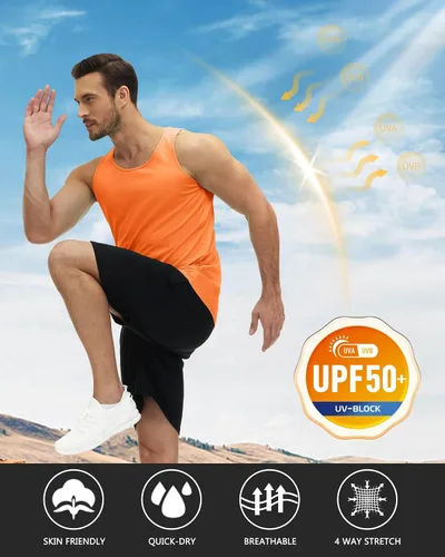 Vista 2 de TACVASEN Camisetas sin mangas para hombre, con UPF 50+, de secado rápido, ligeras, para correr, FPS