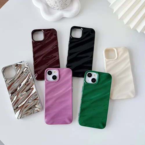 Vista 7 de Caseative Funda para iPhone 11, funda suave con forma de onda rizada con patrón de ondulación de agua (negro) Water Ripple Pattern Curly Wave