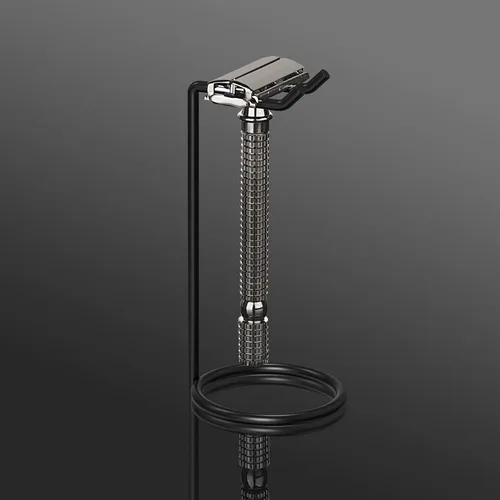 Vista 4 de Linkidea Paquete de 2 soportes para maquinilla de afeitar de seguridad de acero inoxidable, soporte de afeitado de viaje, compatible con Gillette