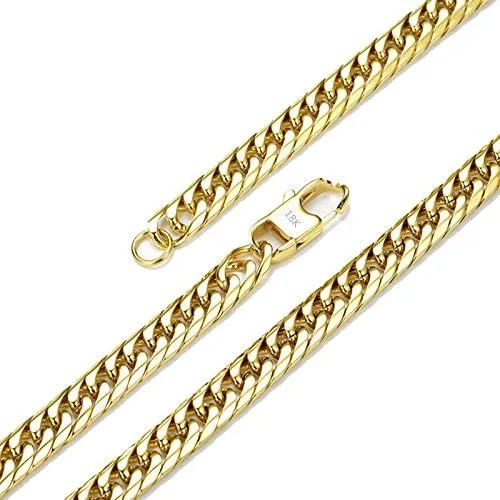 Vista 3 de Q&S Jewels Cadena de eslabones cubanos Miami de 0.177 in, chapada en oro de 18 quilates, cadena de acero inoxidable para hombres y mujeres, joyería