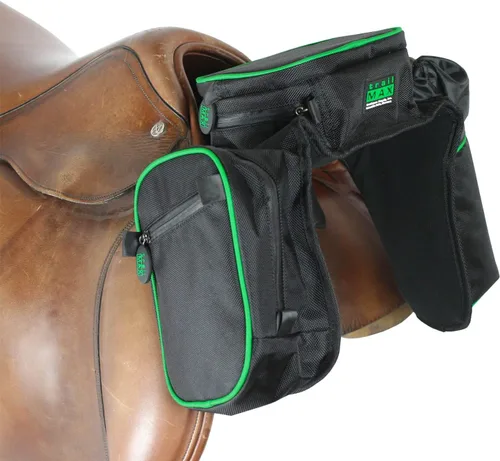 Vista 2 de TrailMax Alforja compacta de bolsillo con pomo inglés con funda para botella de agua para montar en senderos, funciona con sillas inglesas