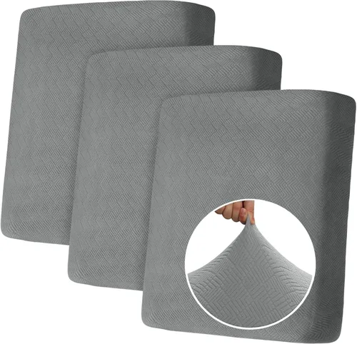 Vista 36 de YEMYHOM Funda de cojín para sofá, funda de cojín de asiento de alta elasticidad, tela jacquard geométrica de felpa, protector de sofá antideslizante