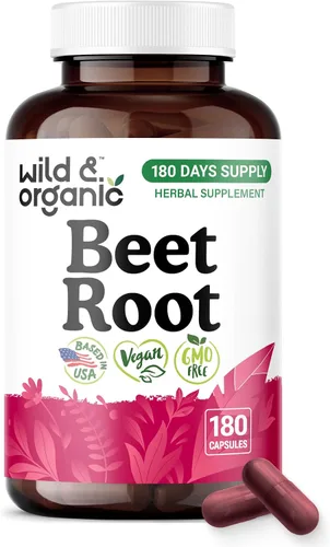 Vista 8 de Wild & Organic Cápsulas de raíz de remolacha de 8000 mg - Extracto de remolacha 20:1 - 120 cápsulas veganas - Extracto de pimienta negra para una