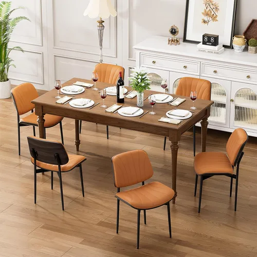 Vista 10 de YaFiti Juego de 2 sillas de comedor, sillas de comedor y cocina modernas de mediados de siglo, sillas tapizadas de piel sintética con diamantes