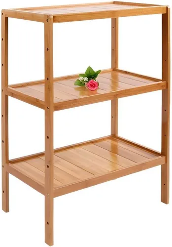 Vista 21 de Estante de almacenamiento de madera maciza con estantes ajustables, estante de almacenamiento de bambú de varios niveles para cocina, sala de estar