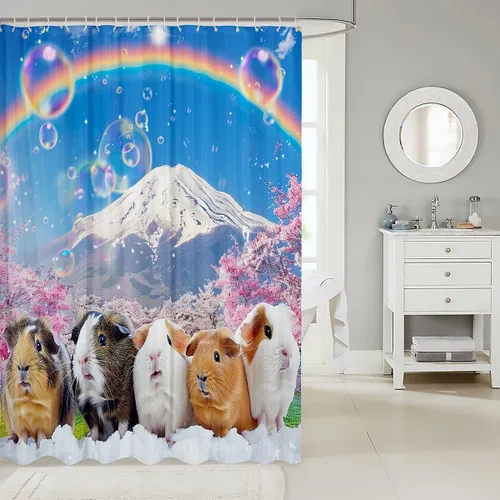 Vista 128 de Feelyou Cortina de ducha con diseño de gato para decoración de baño, bonita cortina de baño para puestos de bañeras, accesorios de baño divertidos