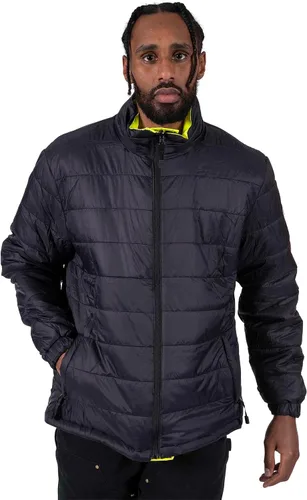 Vista 11 de Pioneer Hi Vis - Chaqueta impermeable de seguridad 2 en 1 para hombres y mujeres, se invierte a un acolchado negro, equipo impermeable reflectante