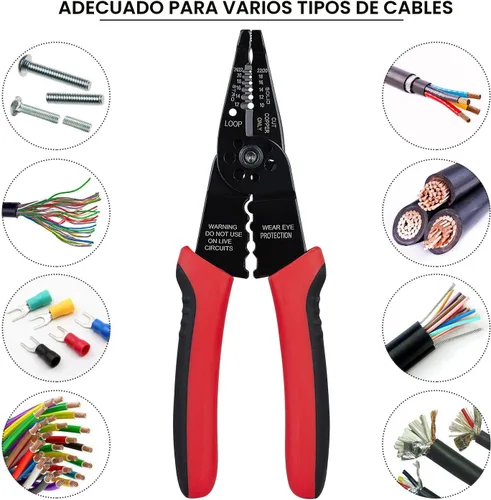 Vista 4 de WGGE WG-015 Pelacables profesional de 8 pulgadas/herramienta de prensado, cortador de cable/engarzadora, cableado y herramienta manual multifunción