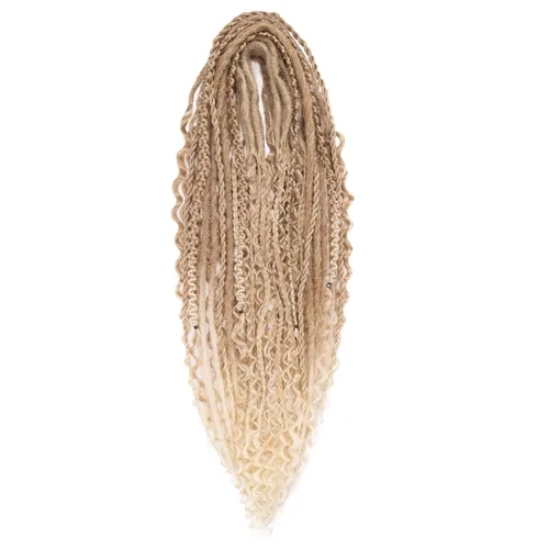 Vista 45 de Leeven Extensiones de Rastas Sintéticas de Doble Punta de 24 Pulgadas 30 Hebras Rastas Boho 613 Rubio 3 Estilos Mixtas Onduladas Rizadas DE Rastas