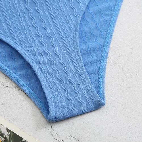 Vista 7 de HYTENSUN Bikini de cintura alta con corte en V para mujer, traje de baño de dos piezas