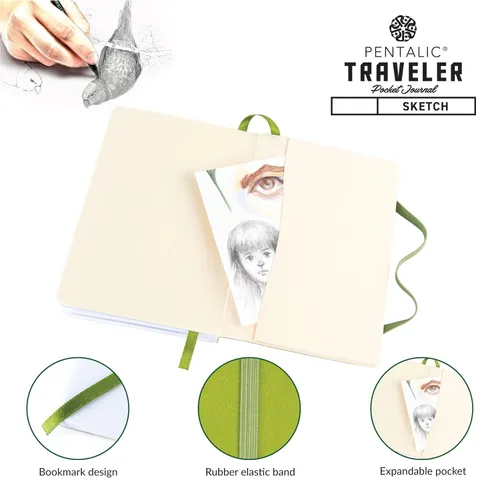 Vista 4 de Cuaderno de bocetos Travelers Dot Grid Pentalic Art, libre de ácidos