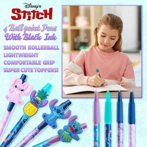 Vista 3 de Disney Bolígrafos 4 bonitos bolígrafos con adorables puntadas, bonitos bolígrafos para diario, dibujo o trabajo escolar, bonitos bolígrafos
