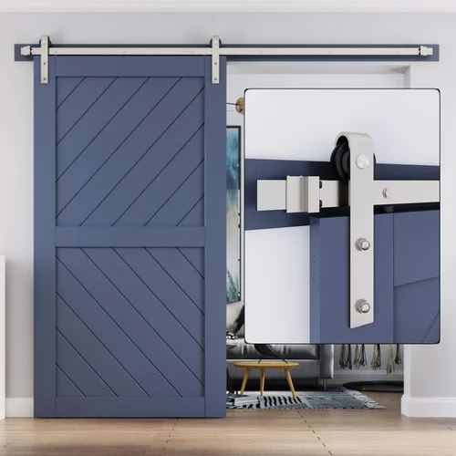 Vista 9 de EaseLife Kit de Rieles de Hardware de 5 Pies para Puerta Corredera de Granero de Níquel Cepillado, Polea J Básica, Trabajo Pesado, Se Desliza Suave