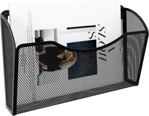 Vista 2 de EasyPAG Mesh Collection organizador de archivos y cartas para montar en pared, Negro