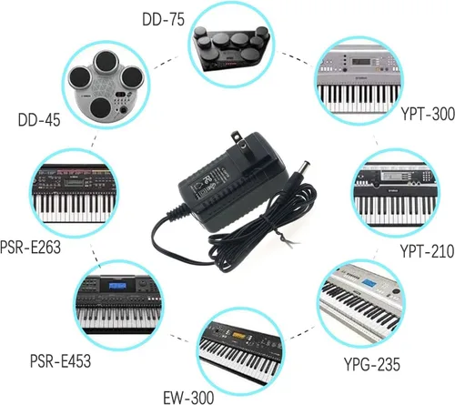 Vista 3 de Cargador adaptador de fuente de alimentación de CA de 12V 1A Max 2A Salida 100 mA ~ 2000 mA, compatible con Yamaha PA-130, serie de teclado